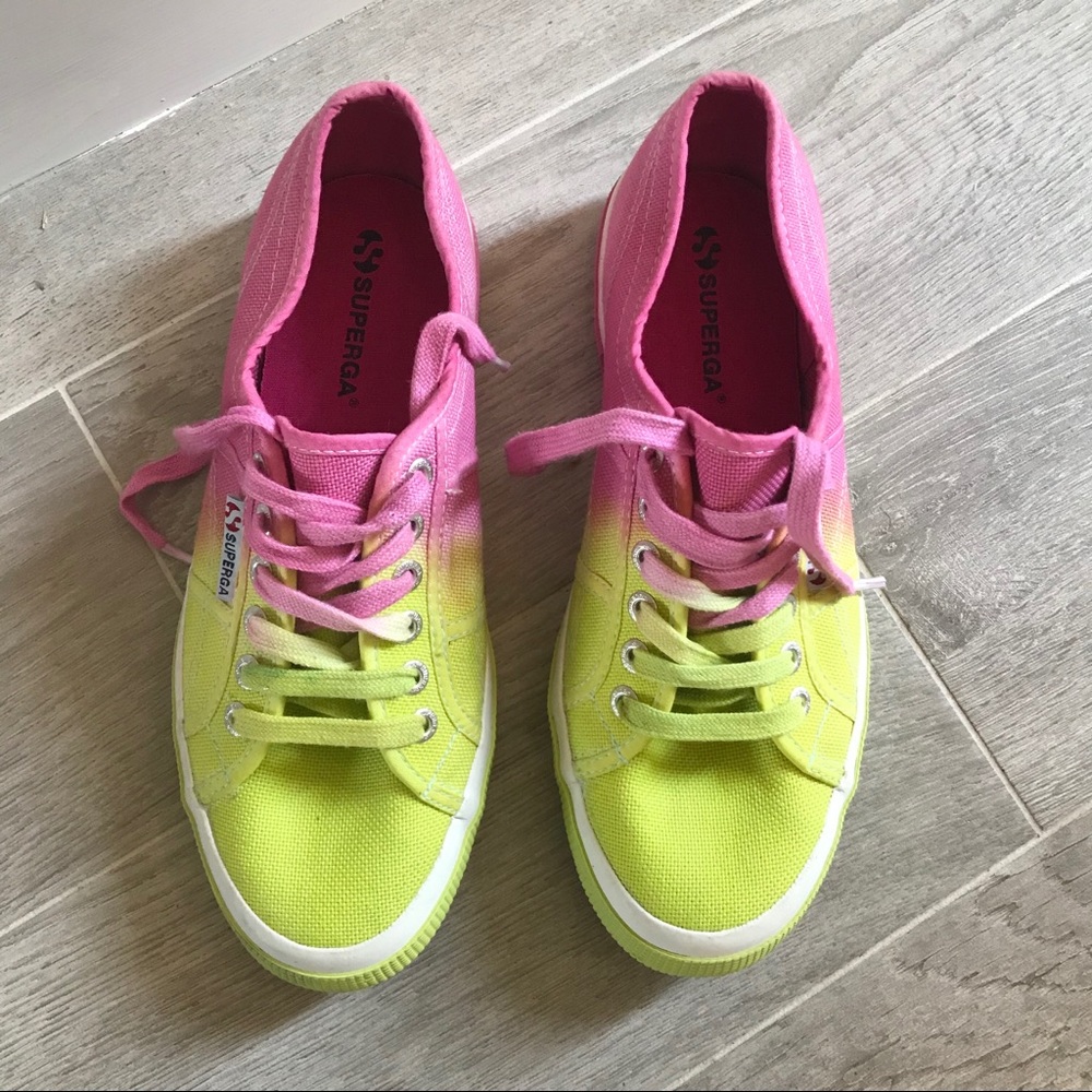 Superga Ombre Pink and Yellow Sneakers